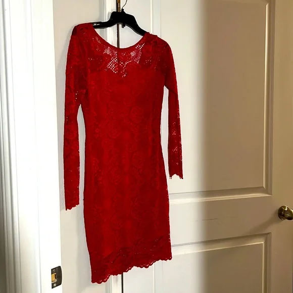 Red lace dress